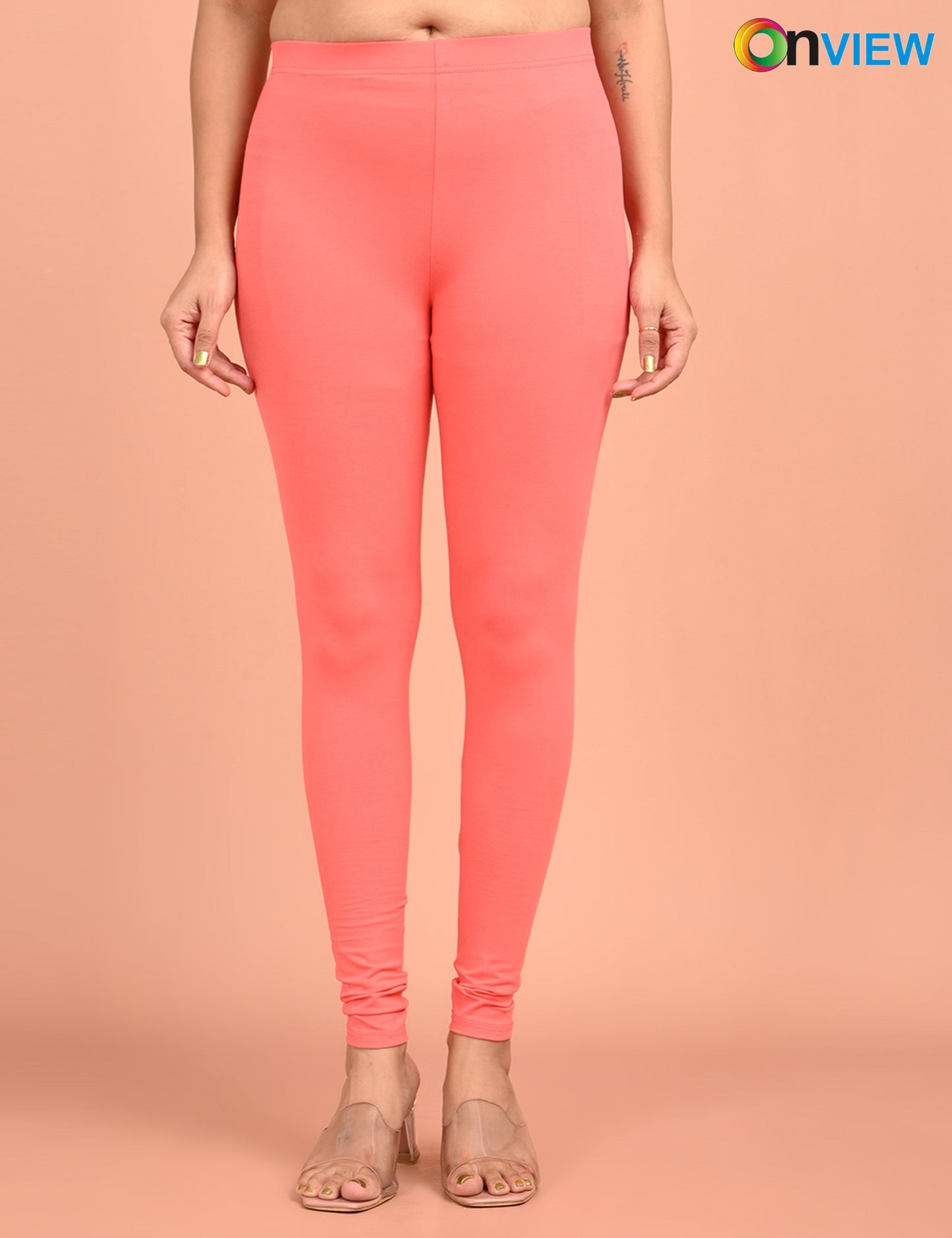 ONVIEW | 031 | Lite Coral Cotton Lycra Ankle Length Legging 220gsm