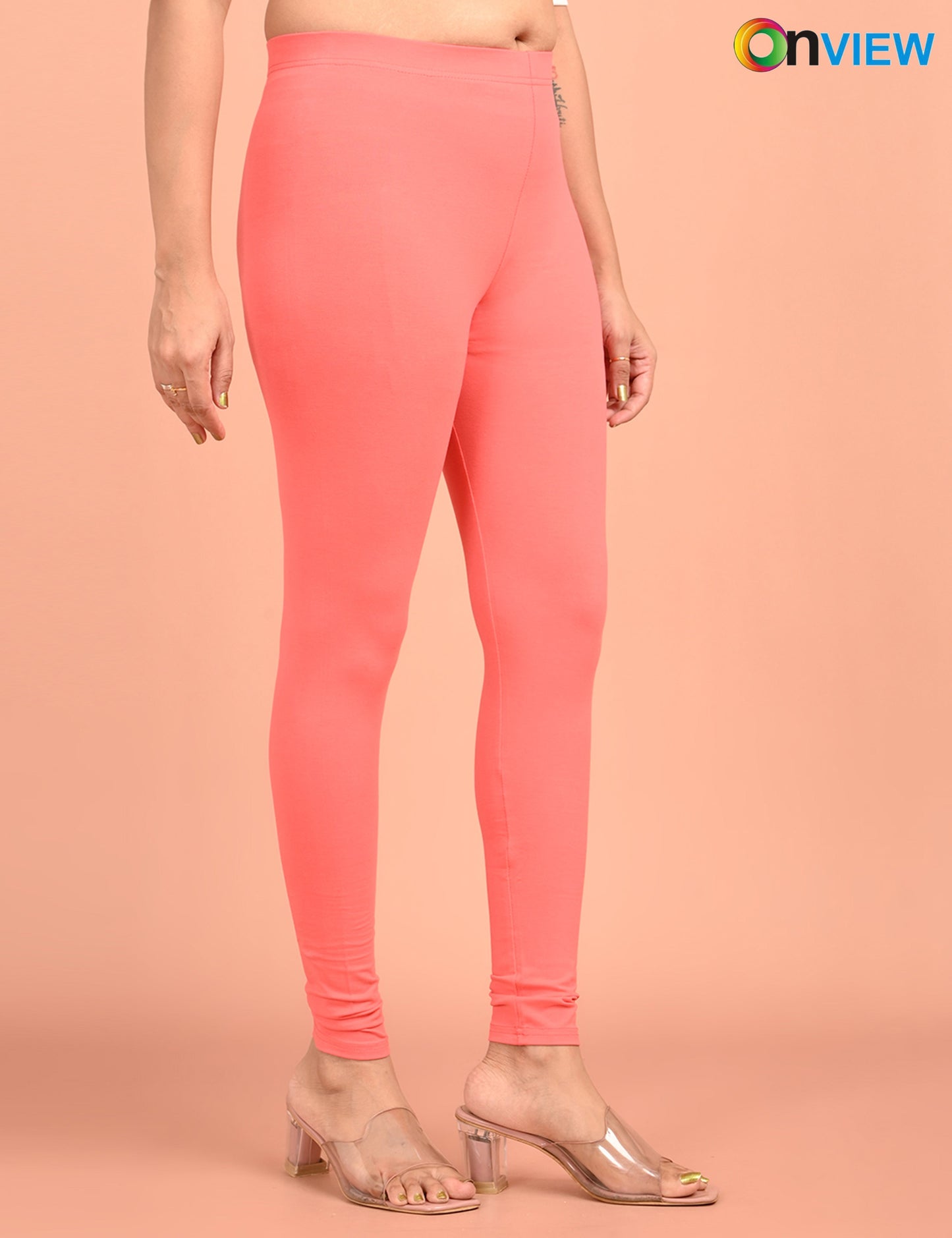ONVIEW | 031 | Lite Coral Cotton Lycra Ankle Length Legging 220gsm