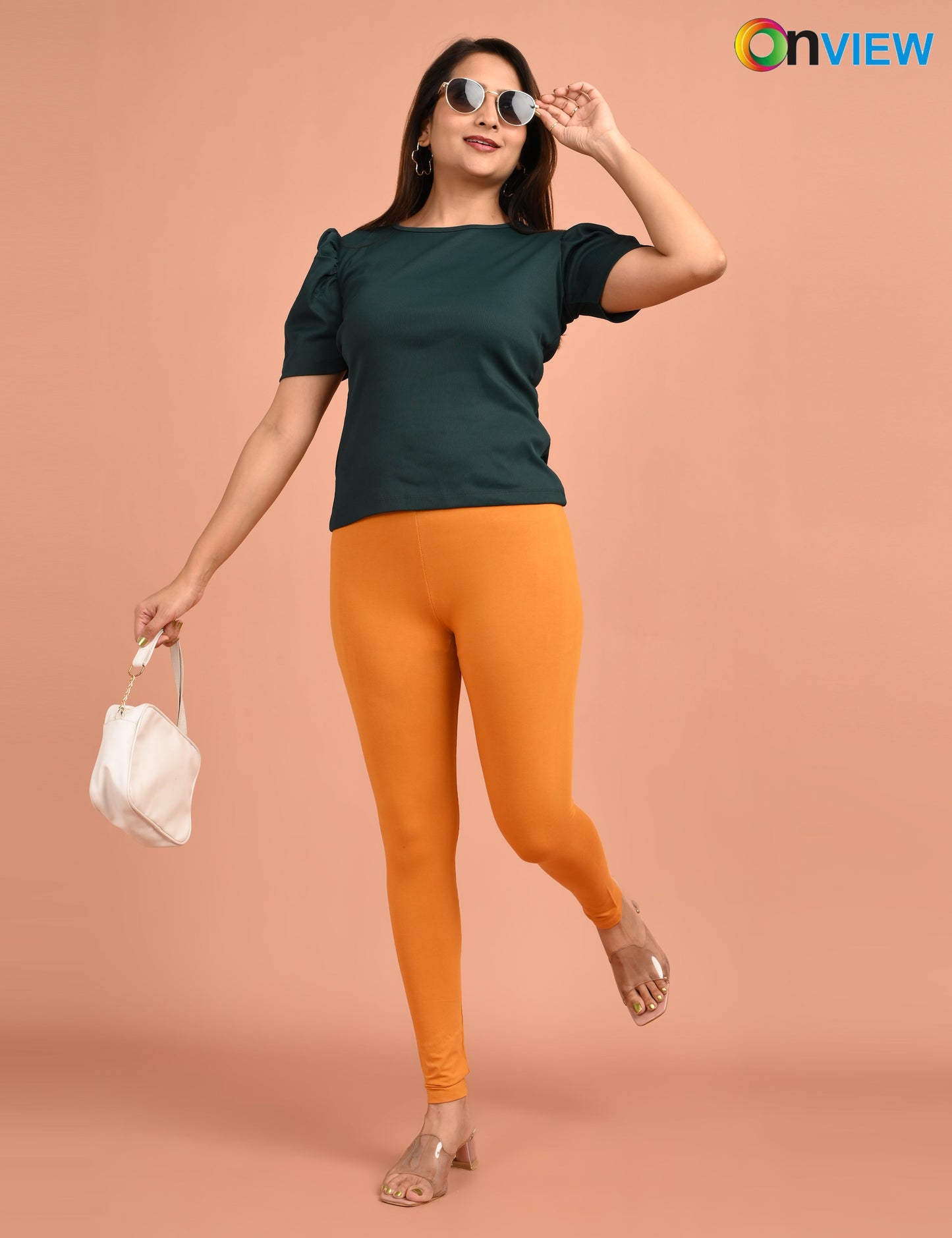 ONVIEW | 034 | Dark Mustard Cotton Lycra Ankle Length Legging 220gsm