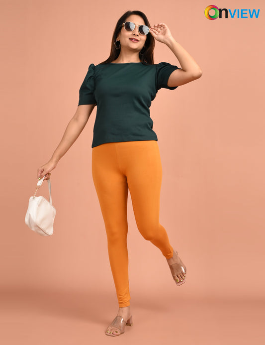 ONVIEW | 034 | Dark Mustard Cotton Lycra Ankle Length Legging 220gsm