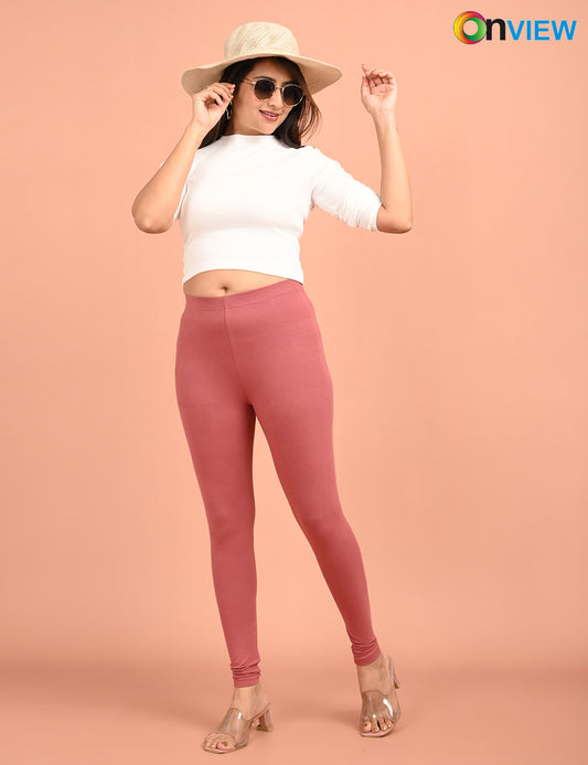 ONVIEW | 038 | Dusty Pink Cotton Lycra Ankle Length Legging 220gsm