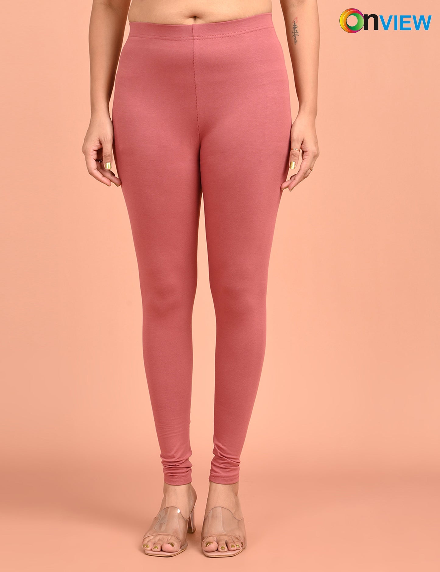 ONVIEW | 038 | Dusty Pink Cotton Lycra Ankle Length Legging 220gsm