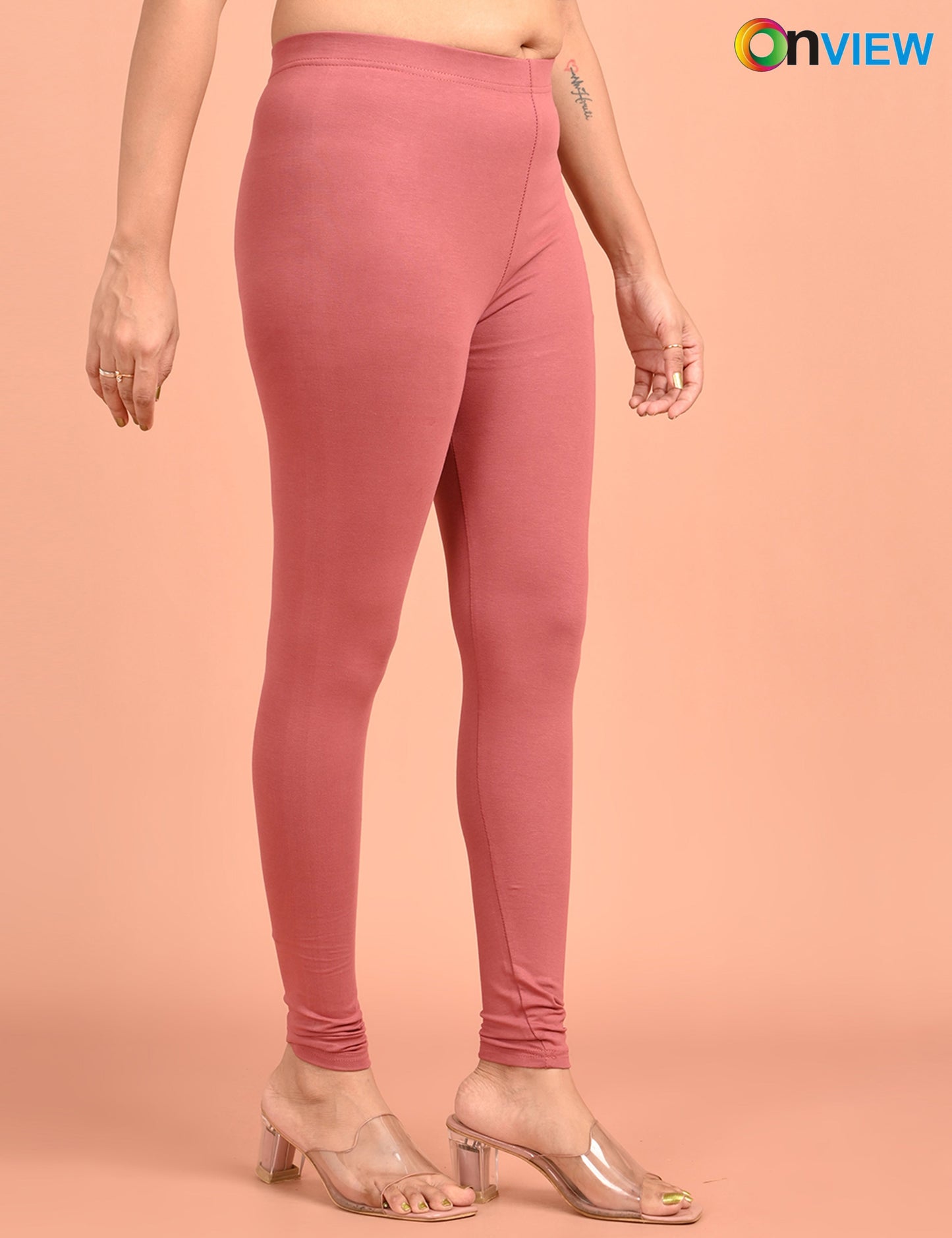 ONVIEW | 038 | Dusty Pink Cotton Lycra Ankle Length Legging 220gsm