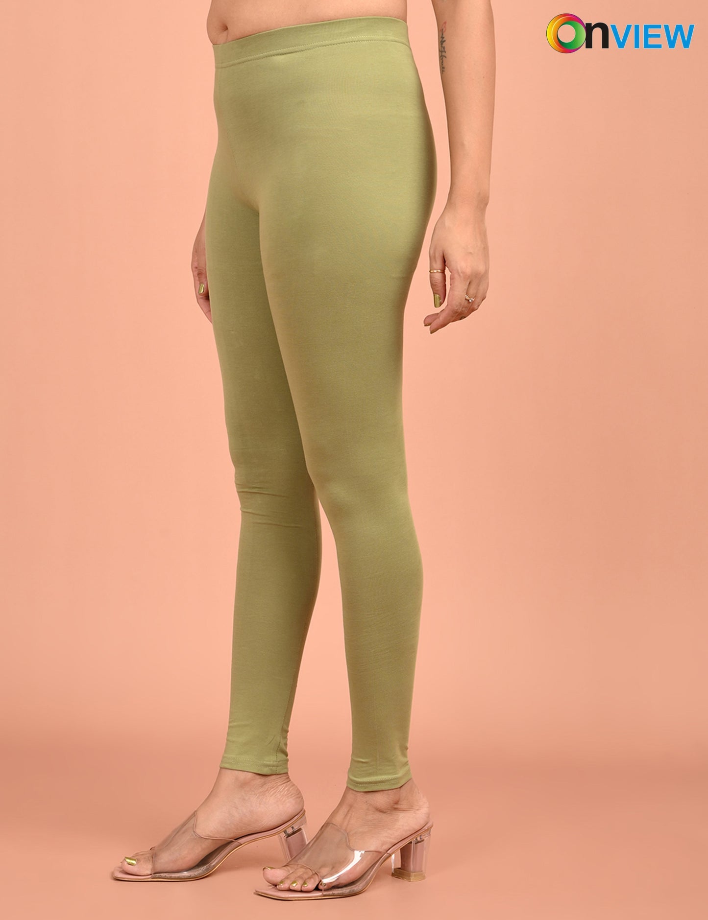 ONVIEW | 045 | Dusty Green Cotton Lycra Ankle Length Legging 220gsm
