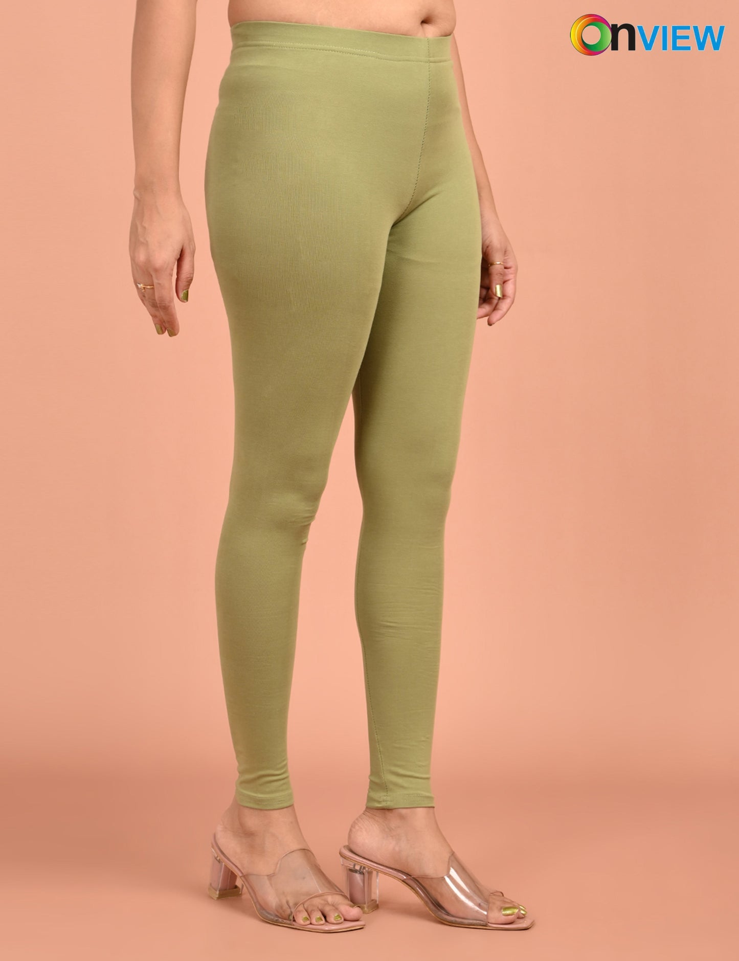 ONVIEW | 045 | Dusty Green Cotton Lycra Ankle Length Legging 220gsm