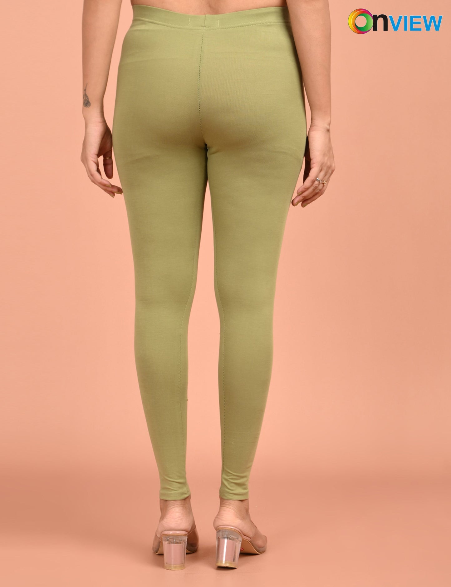 ONVIEW | 045 | Dusty Green Cotton Lycra Ankle Length Legging 220gsm