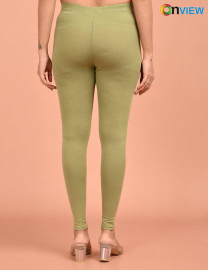 ONVIEW | 045 | Dusty Green Cotton Lycra Ankle Length Legging 220gsm