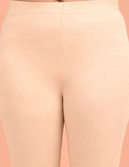 ONVIEW | 050 | Cream Cotton Lycra Ankle Length Legging 220gsm