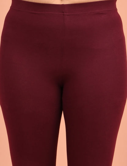 ONVIEW | 052 | Wine Cotton Lycra Ankle Length Legging 220gsm