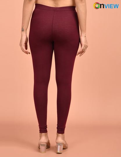 ONVIEW | 052 | Wine Cotton Lycra Ankle Length Legging 220gsm