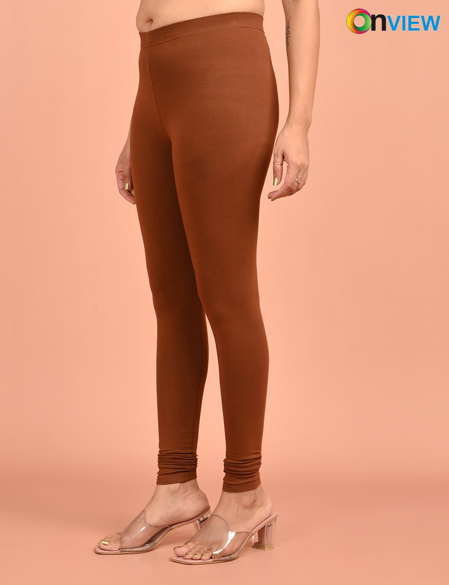 ONVIEW | 053 | Chocolate Brown Cotton Lycra Ankle Length Legging 220gsm