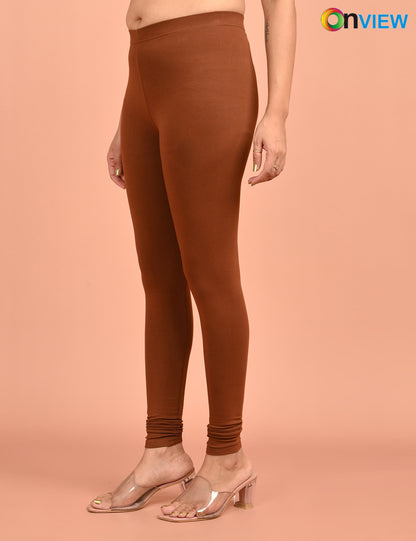 ONVIEW | 053 | Chocolate Brown Cotton Lycra Ankle Length Legging 220gsm