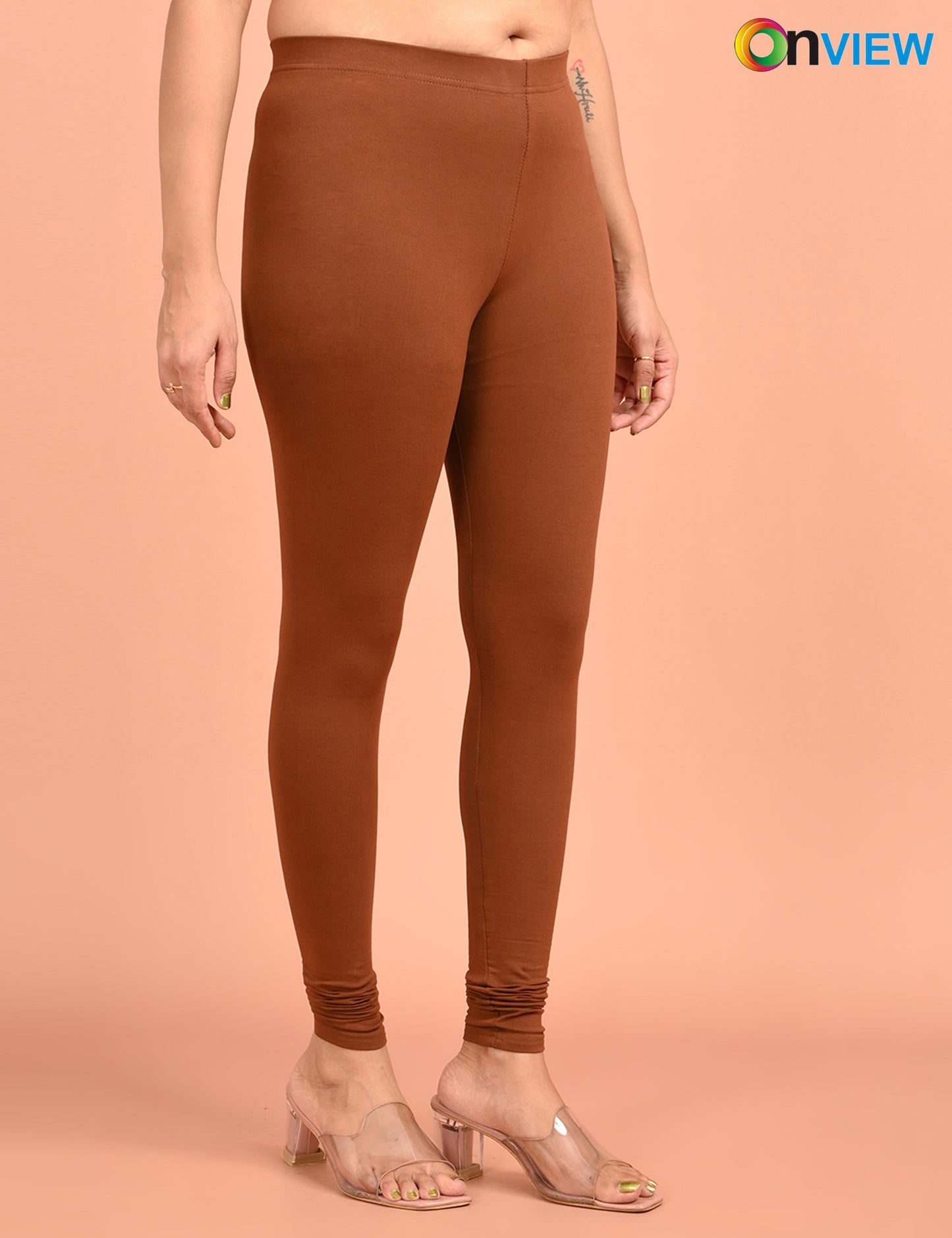 ONVIEW | 053 | Chocolate Brown Cotton Lycra Ankle Length Legging 220gsm