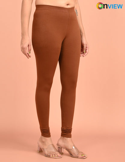 ONVIEW | 053 | Chocolate Brown Cotton Lycra Ankle Length Legging 220gsm
