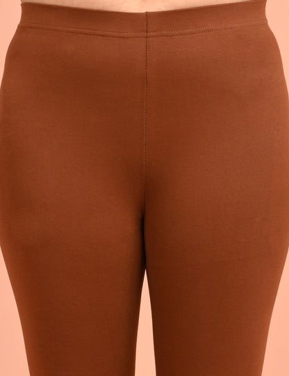 ONVIEW | 053 | Chocolate Brown Cotton Lycra Ankle Length Legging 220gsm