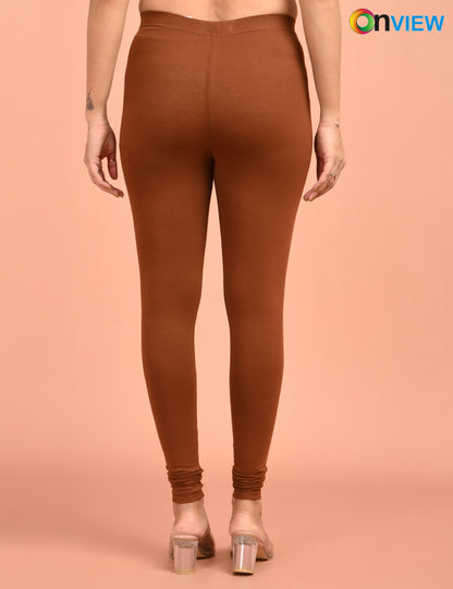 ONVIEW | 053 | Chocolate Brown Cotton Lycra Ankle Length Legging 220gsm