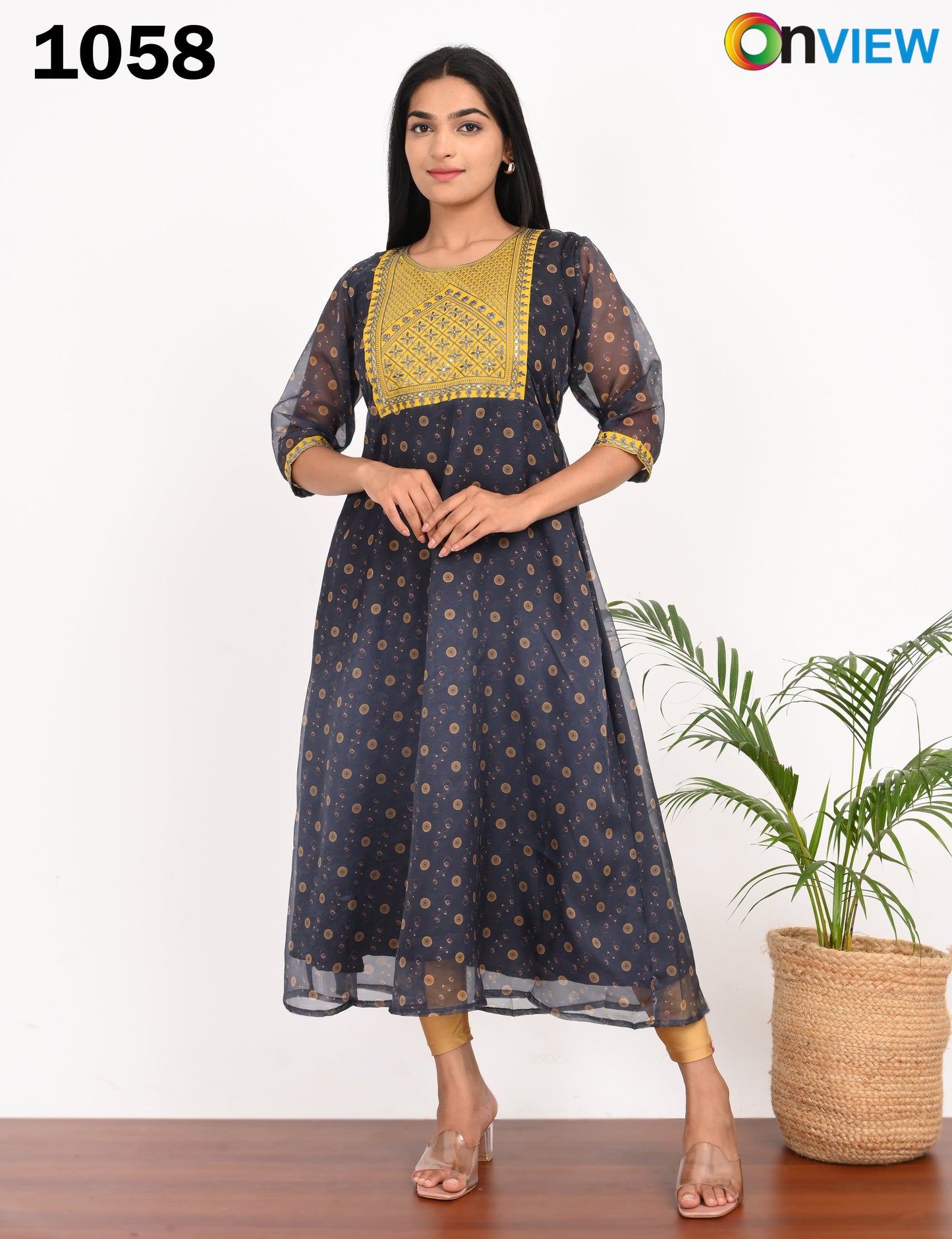 ONVIEW | 1058 | ORGANZA EMBROIDARY UMBRELLA WITH LINING