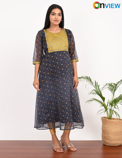 ONVIEW | 1058 | ORGANZA EMBROIDARY UMBRELLA WITH LINING