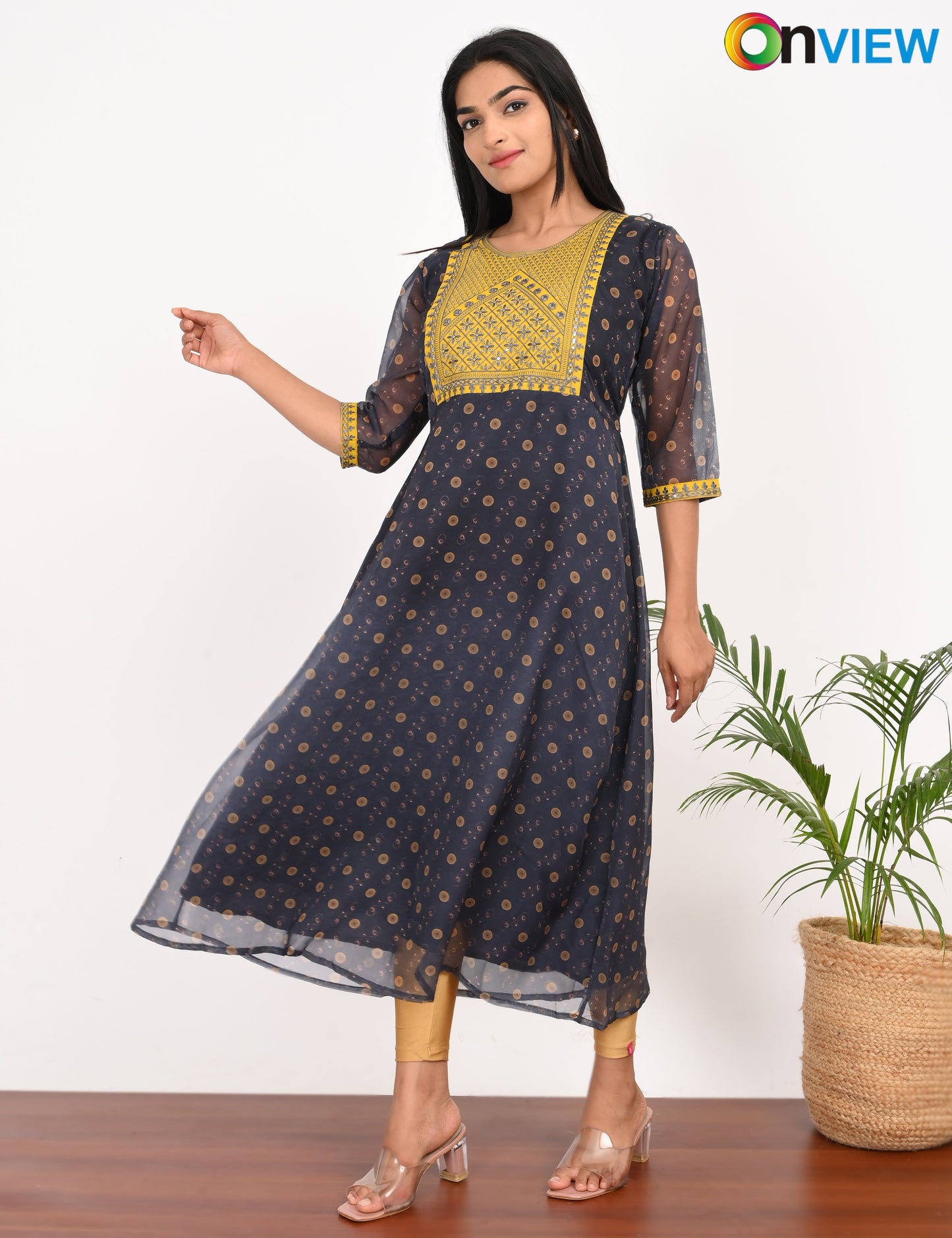 ONVIEW | 1058 | ORGANZA EMBROIDARY UMBRELLA WITH LINING