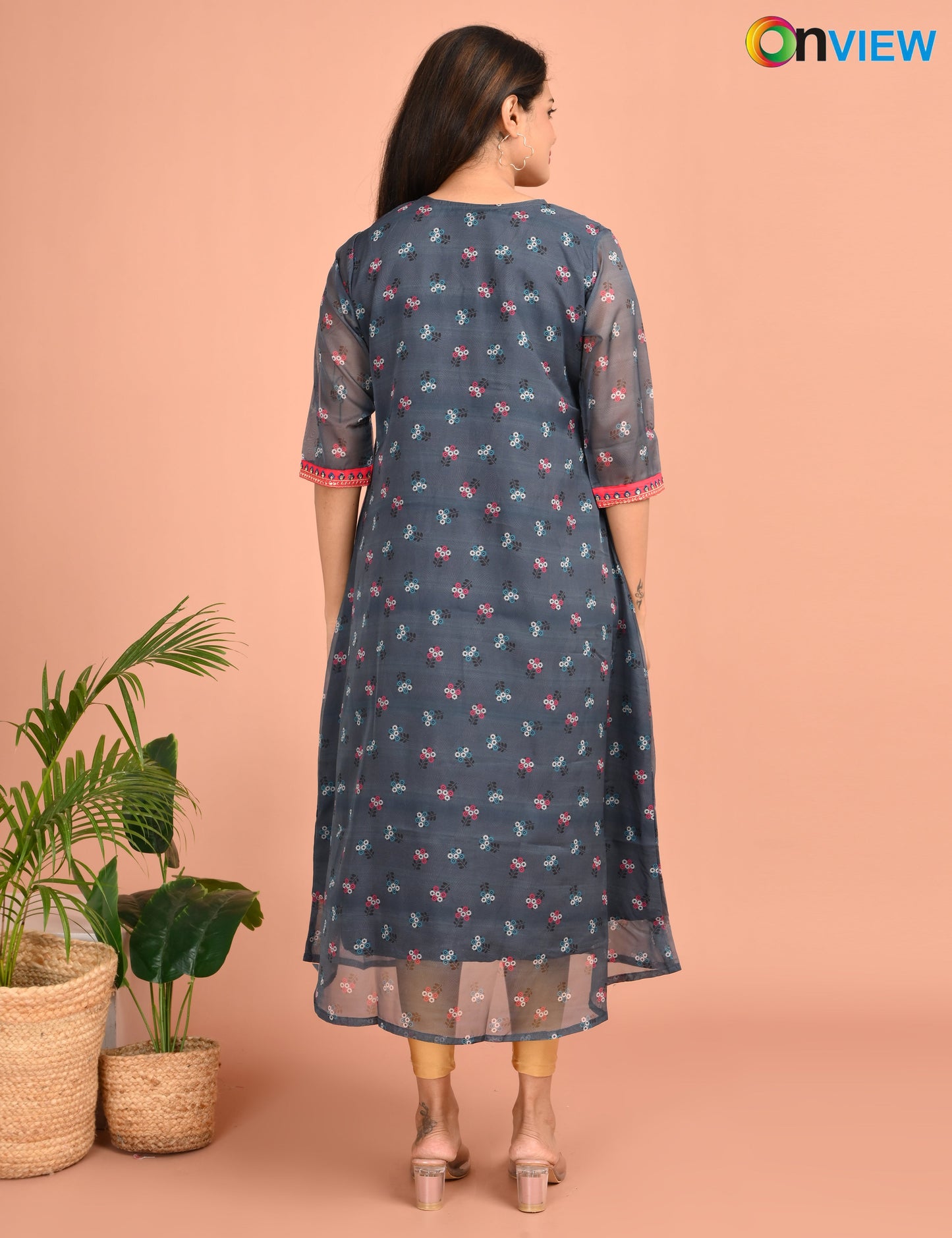 ONVIEW | 1218 | A LINE ORGANZA EMBROIDERY UMBRELLA WITH LINING