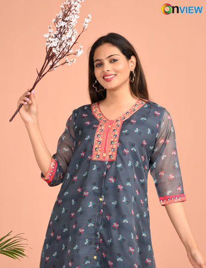 ONVIEW | 1218 | A LINE ORGANZA EMBROIDERY UMBRELLA WITH LINING