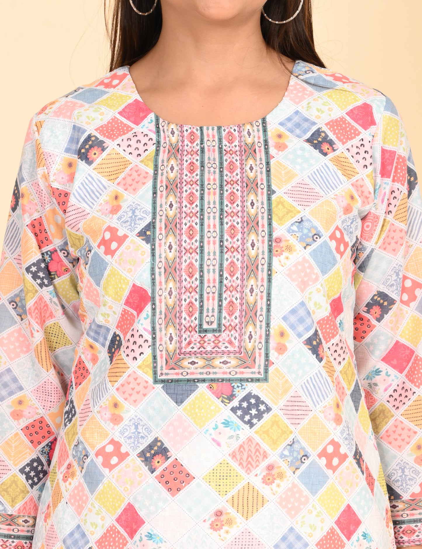 ONVIEW | 1329 | COTTON CHIKANKARI WORK WITH BORDER WITH DUPATTA