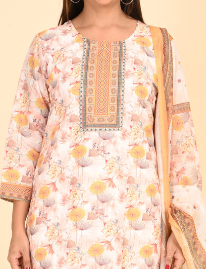 ONVIEW | 1330 | COTTON CHIKANKARI WORK BORDER WITH DUPATTA