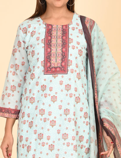 ONVIEW | 1331 | COTTON CHIKANKARI WORK WITH BORDER WITH DUPATTA