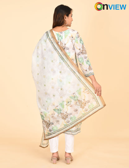 ONVIEW | 1332 | COTTON CHIKANKARI WORK BORDER WITH DUPATTA
