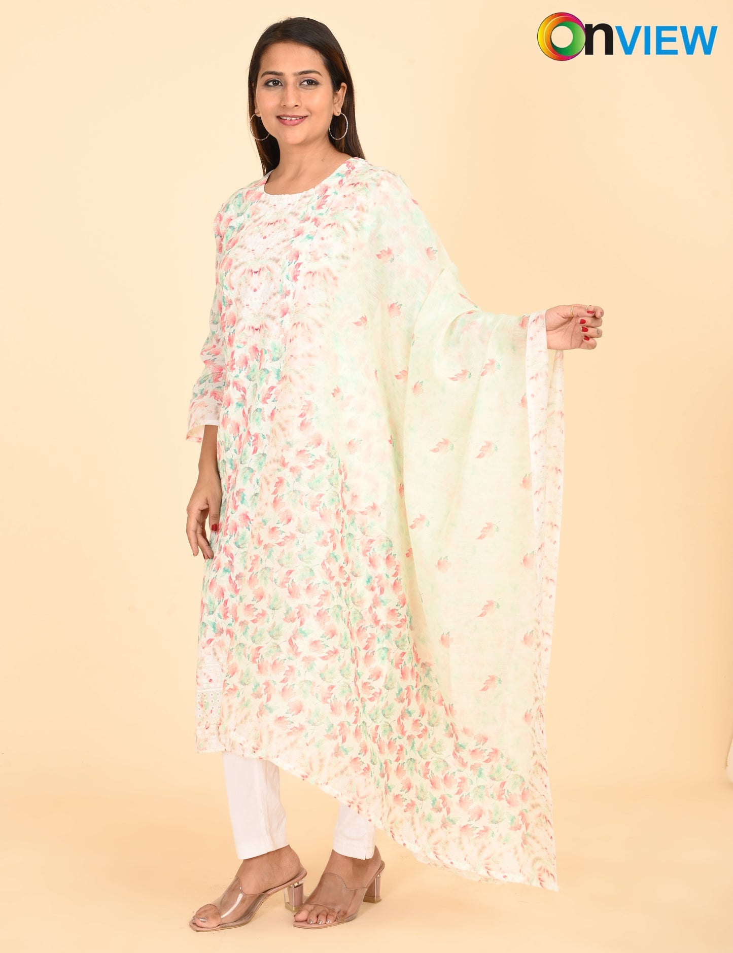 ONVIEW | 1333 | COTTON CHIKANKARI WORK WITH BORDER WITH DUPATTA