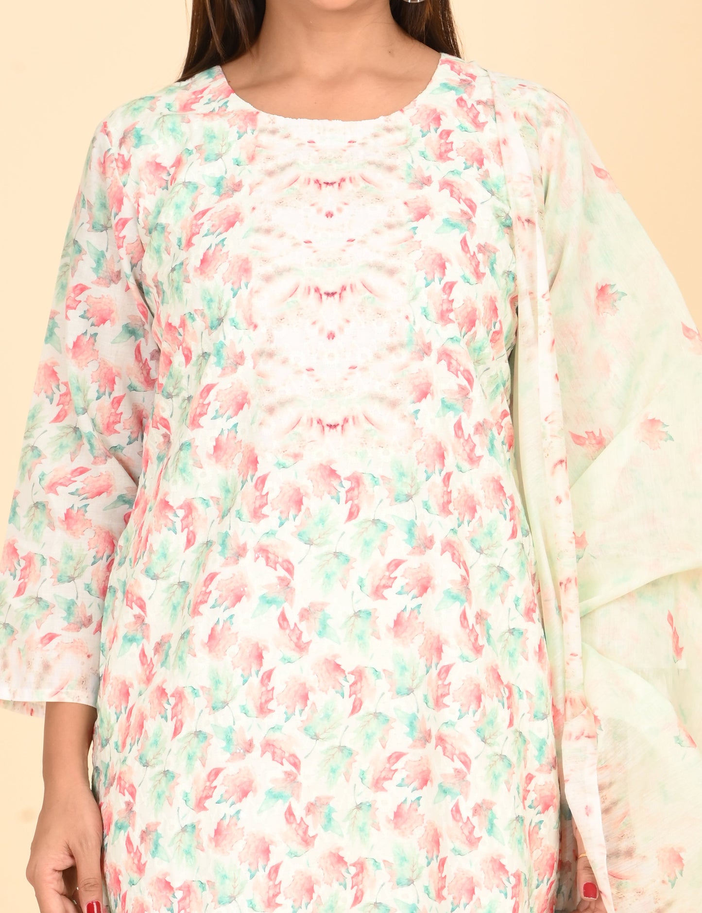 ONVIEW | 1333 | COTTON CHIKANKARI WORK WITH BORDER WITH DUPATTA