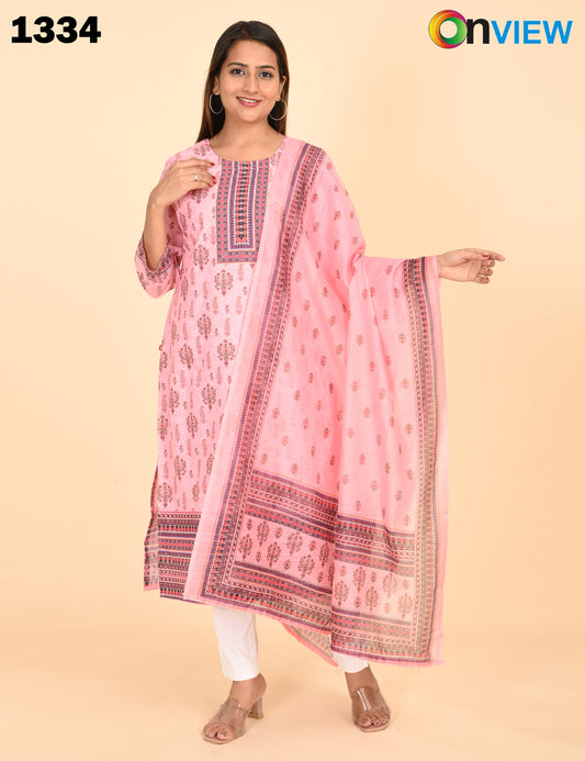 ONVIEW | 1334 | COTTON CHIKANKARI WORK BORDER WITH DUPATTA