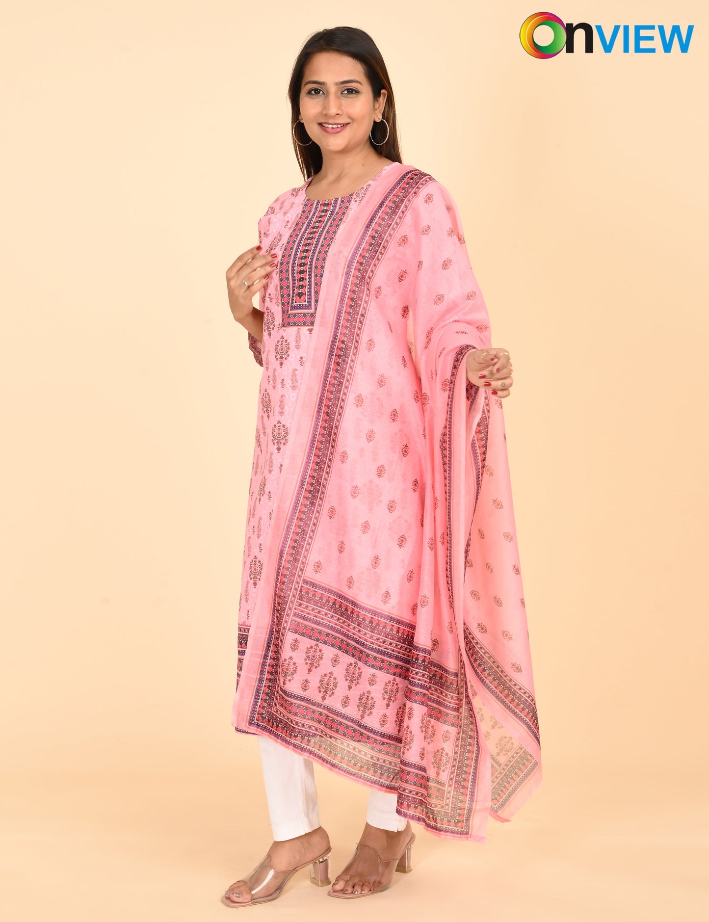 ONVIEW | 1334 | COTTON CHIKANKARI WORK BORDER WITH DUPATTA