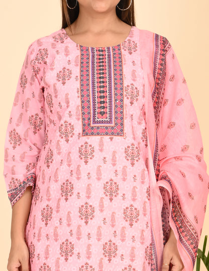 ONVIEW | 1334 | COTTON CHIKANKARI WORK BORDER WITH DUPATTA