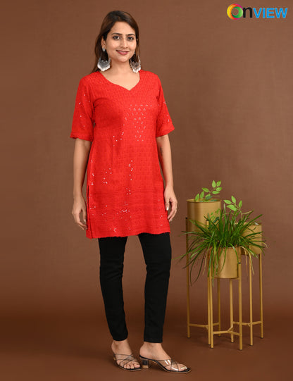 ONVIEW | 1665 | CHIKANKARI SHORT TOP