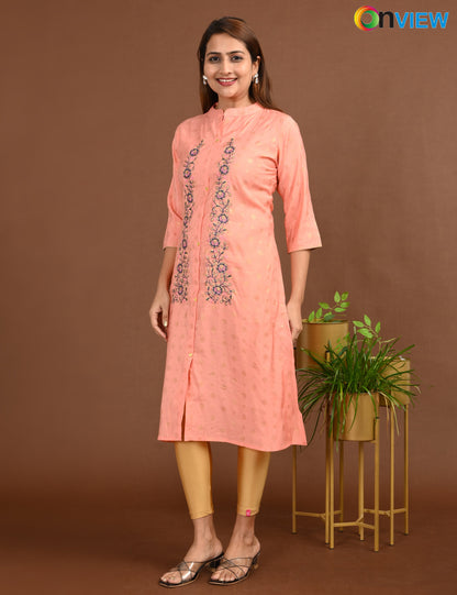 ONVIEW | 1672 | SILK A LINE SIDE OPEN WITH EMBROIDERY