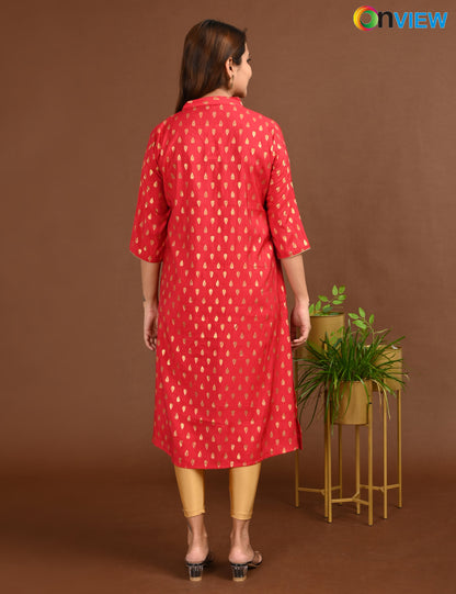 ONVIEW | 1673 | SILK A LINE SIDE OPEN WITH EMBROIDERY