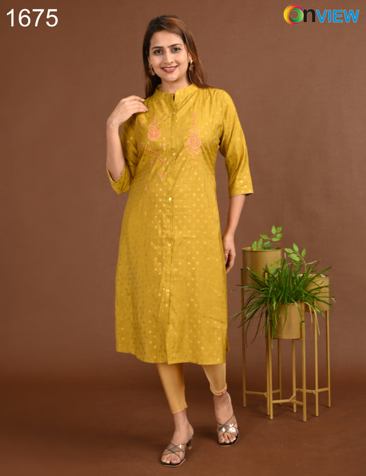 ONVIEW | 1675 | SILK A LINE SIDE OPEN WITH EMBROIDERY