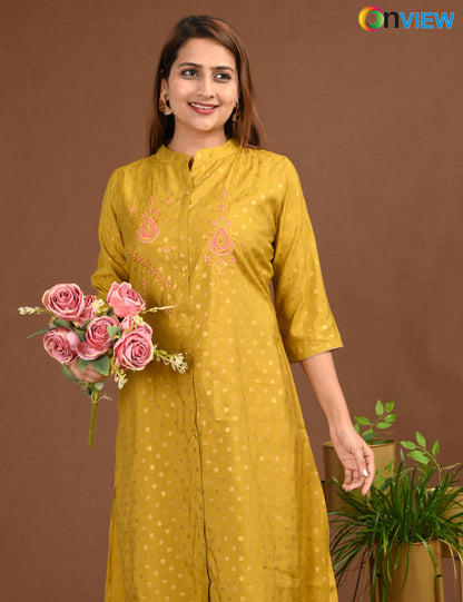 ONVIEW | 1675 | SILK A LINE SIDE OPEN WITH EMBROIDERY