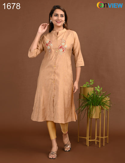 ONVIEW | 1678 | SILK A LINE SIDE OPEN WITH EMBROIDERY