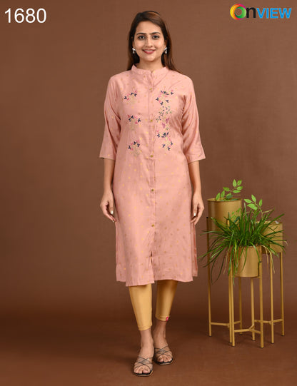 ONVIEW | 1680 | SILK A LINE SIDE OPEN WITH EMBROIDERY