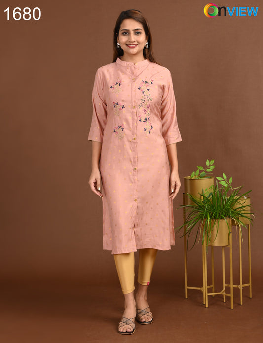 ONVIEW | 1680 | SILK A LINE SIDE OPEN WITH EMBROIDERY