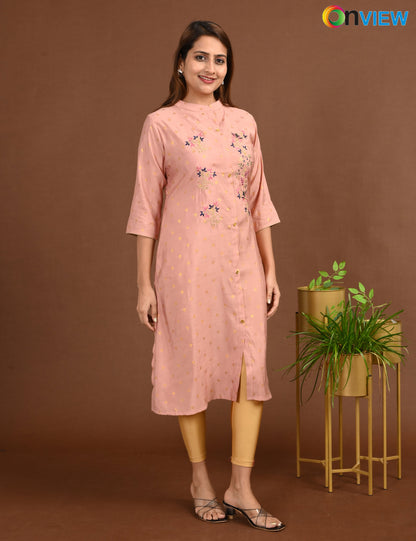 ONVIEW | 1680 | SILK A LINE SIDE OPEN WITH EMBROIDERY