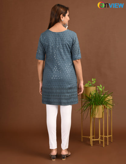 ONVIEW | 1718 | CHIKANKARI SHORT TOP