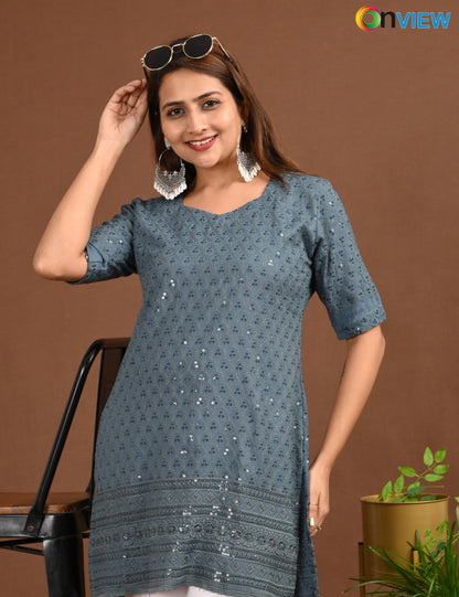 ONVIEW | 1718 | CHIKANKARI SHORT TOP