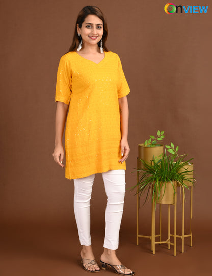 ONVIEW | 1719 | CHIKANKARI SHORT TOP