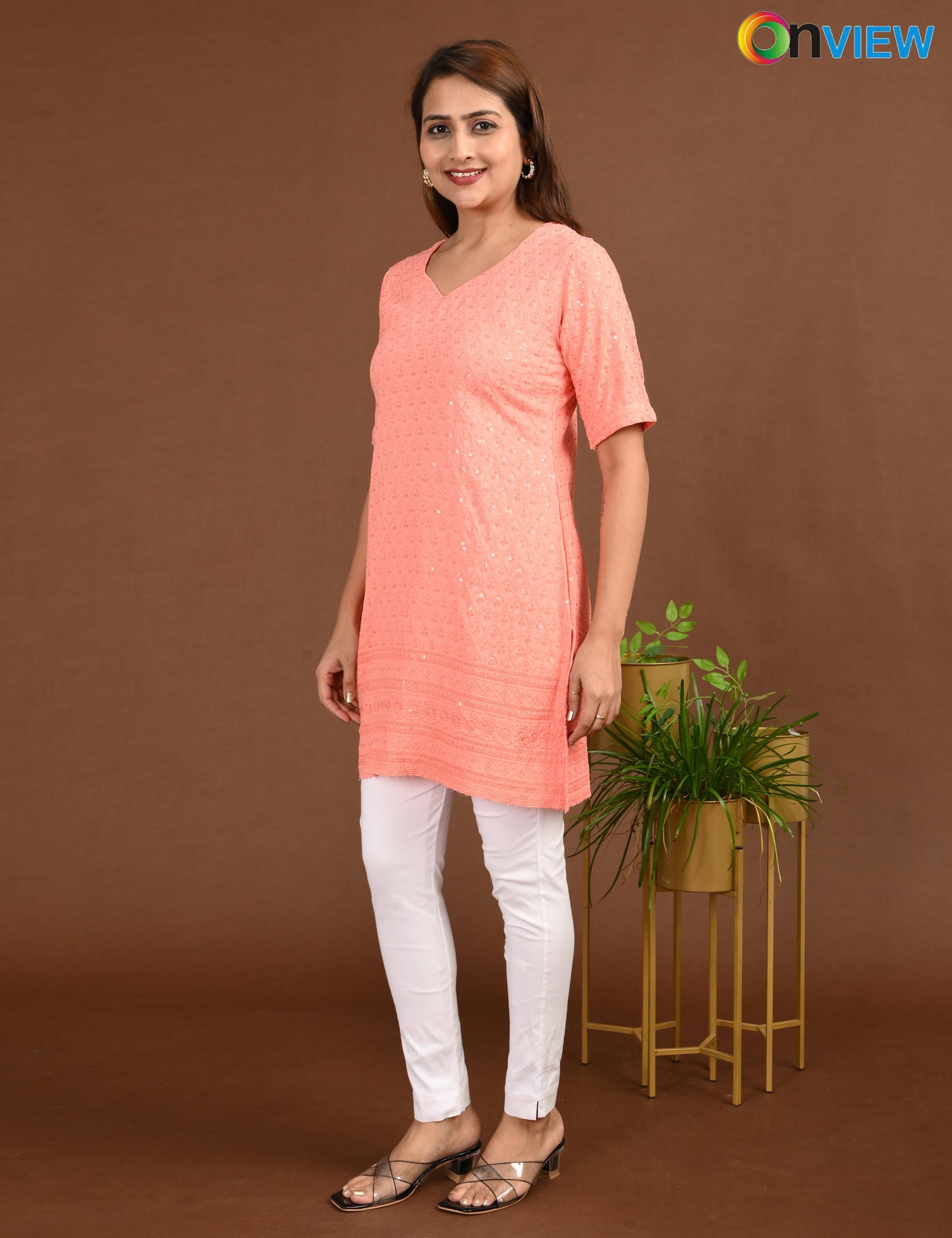 ONVIEW | 1720 | CHIKANKARI SHORT TOP