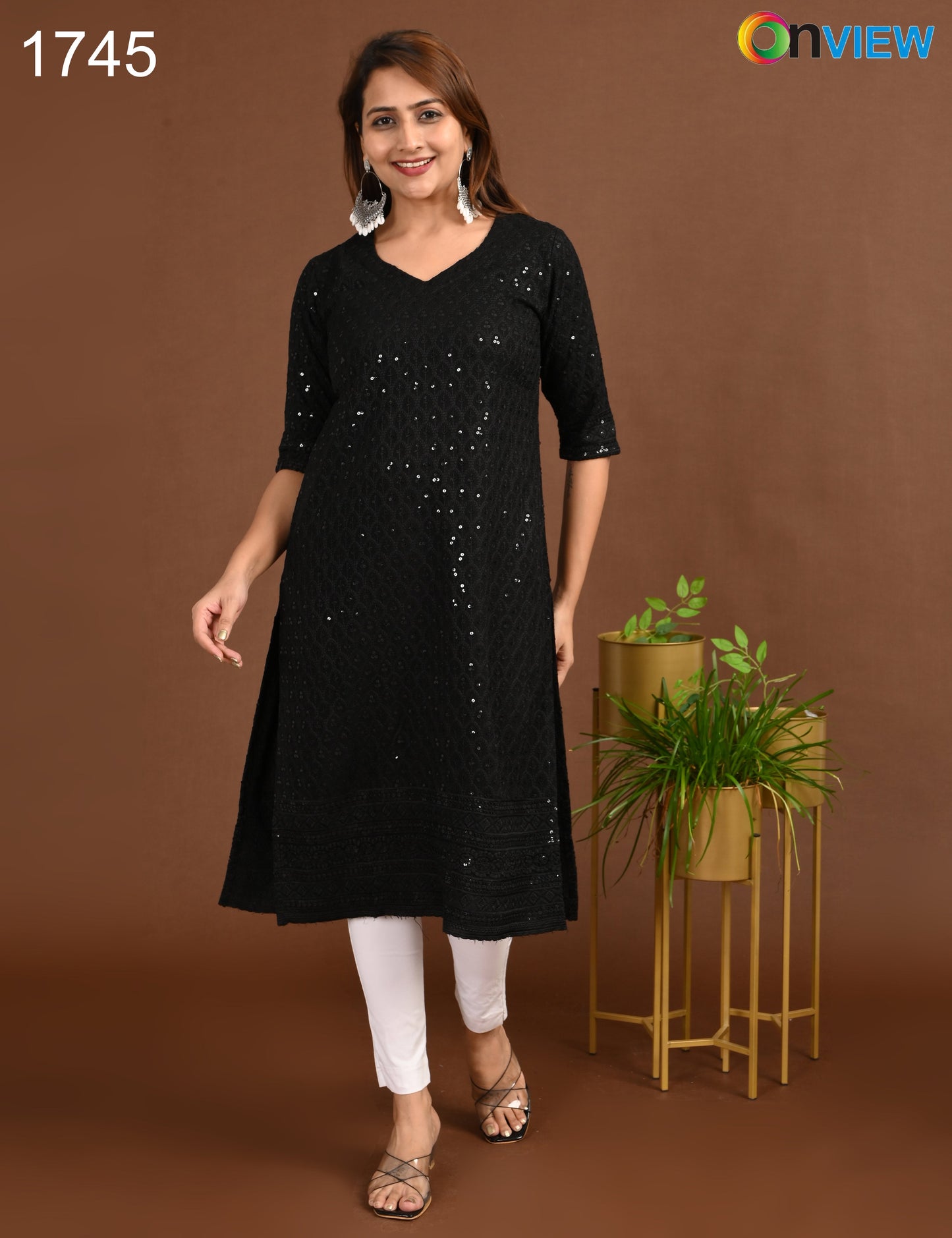 ONVIEW | 1745 | CHIKANKARI DESIGN NECK