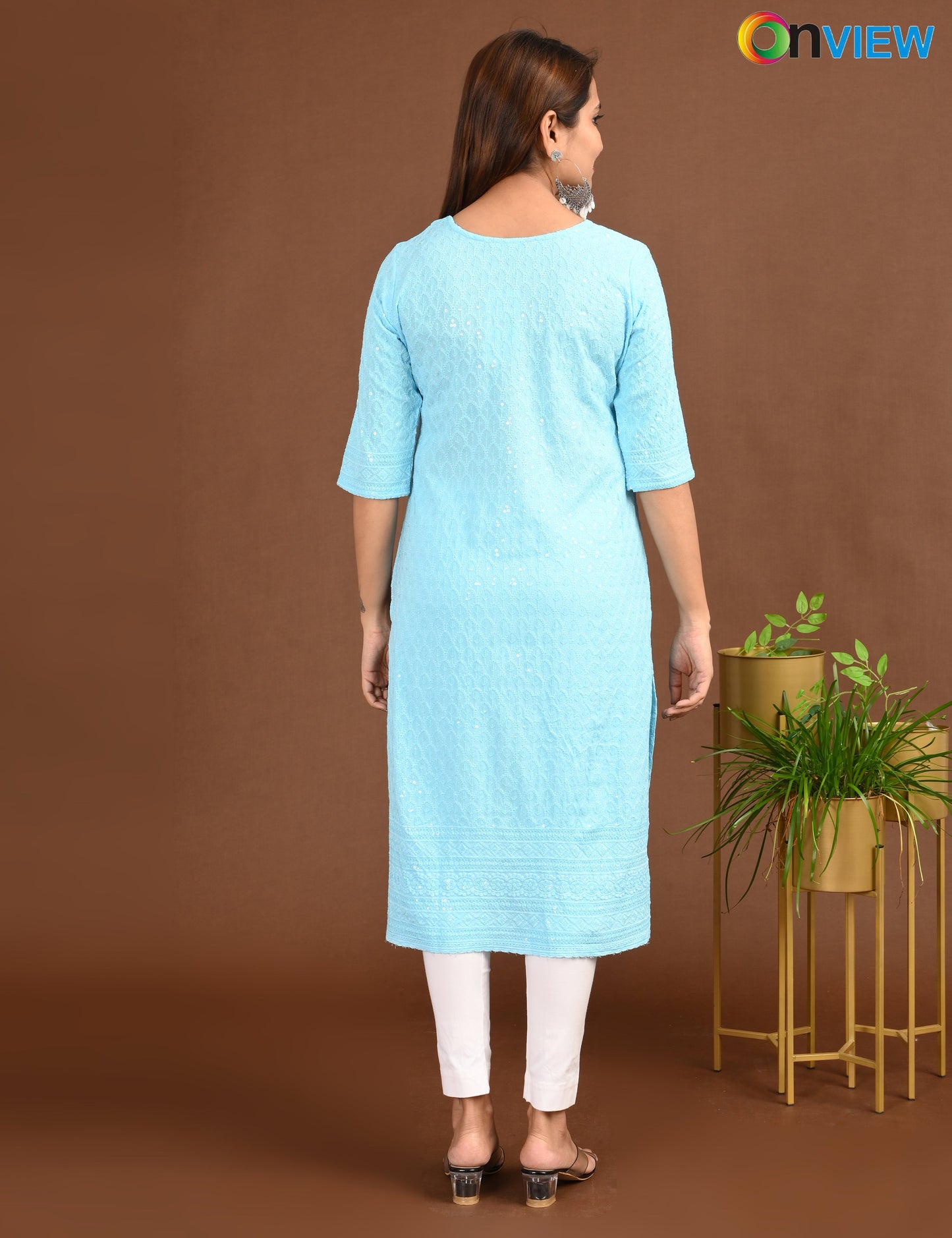 ONVIEW | 1751 | CHIKANKARI DESIGN NECK