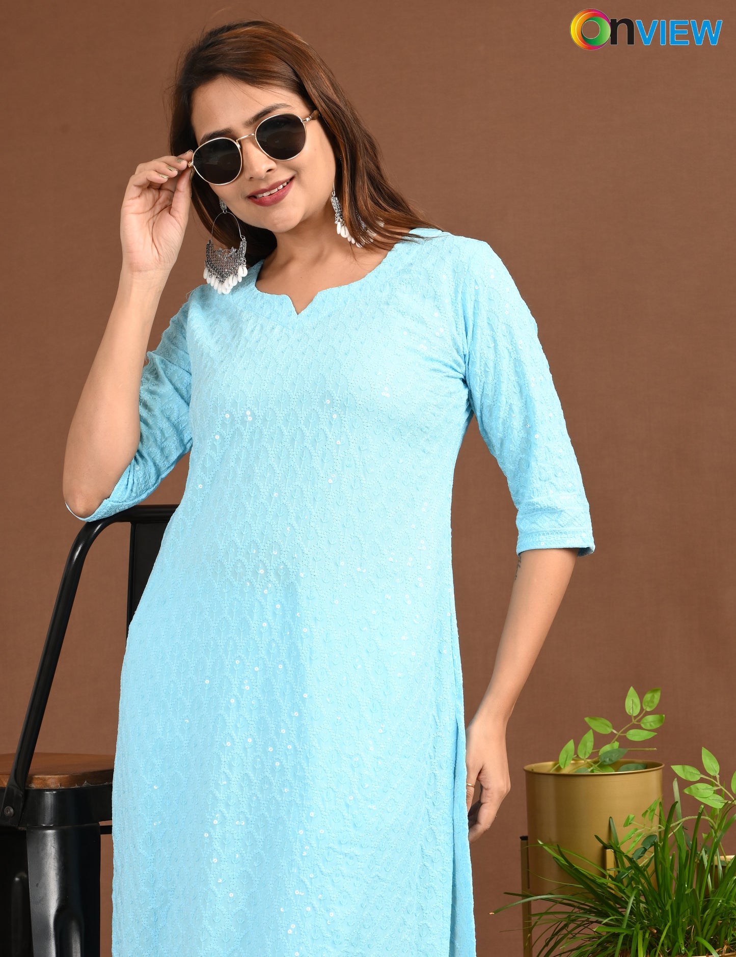 ONVIEW | 1751 | CHIKANKARI DESIGN NECK